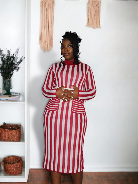 Striped Knit Sweater Dress